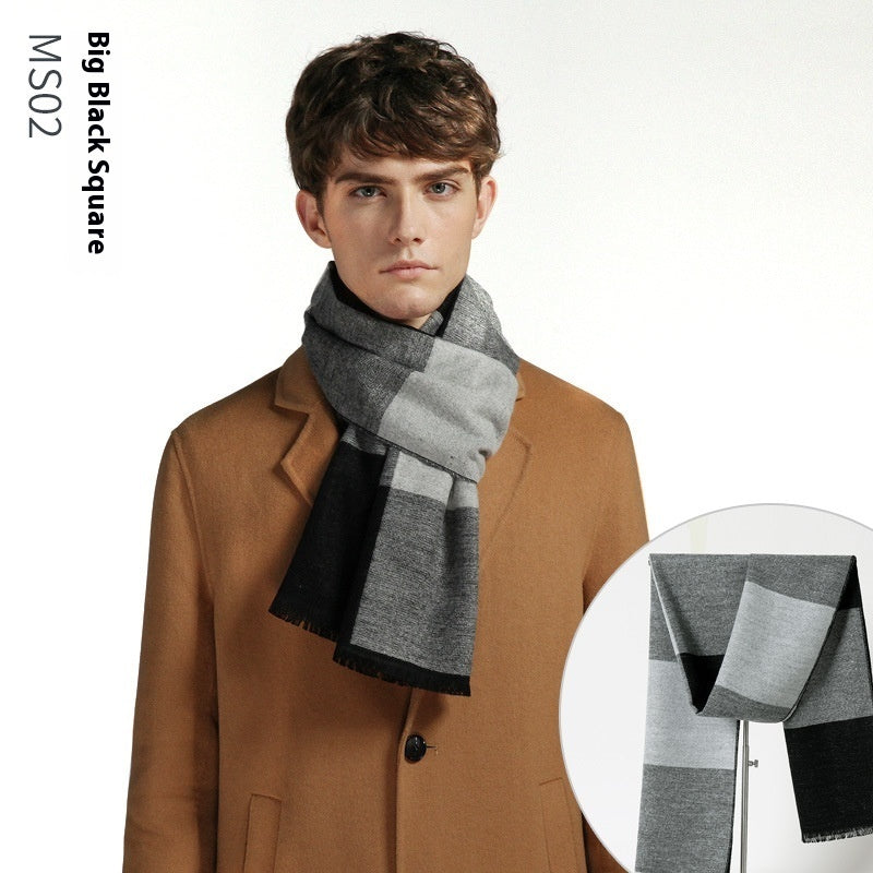 Simple Plaid Artificial Cashmere Warm Scarf
