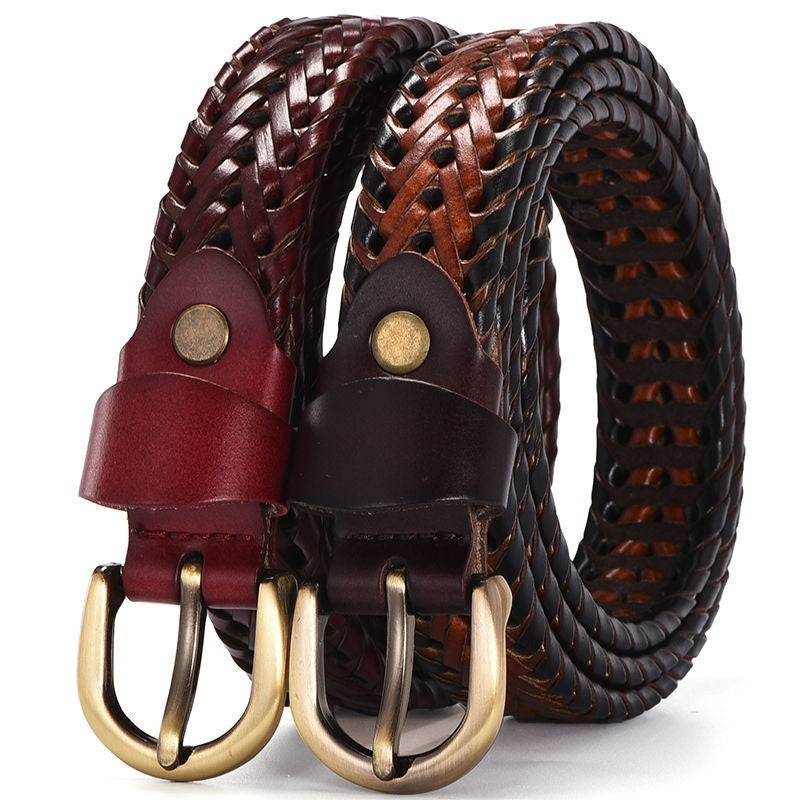 Leather Pin Buckle Handmade Couple's Casual Belt