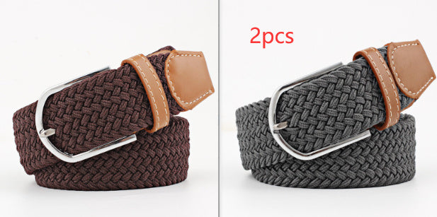 Women's Canvas Belt Casual Stretch Braided Buckle