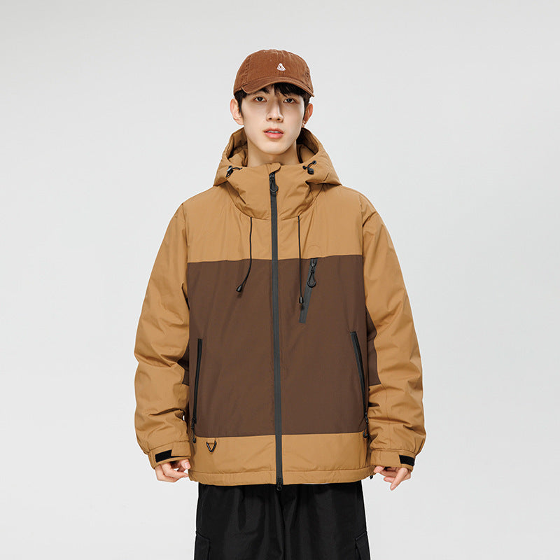 Contrast Color Casual All-matching Down Coat Shell Jacket