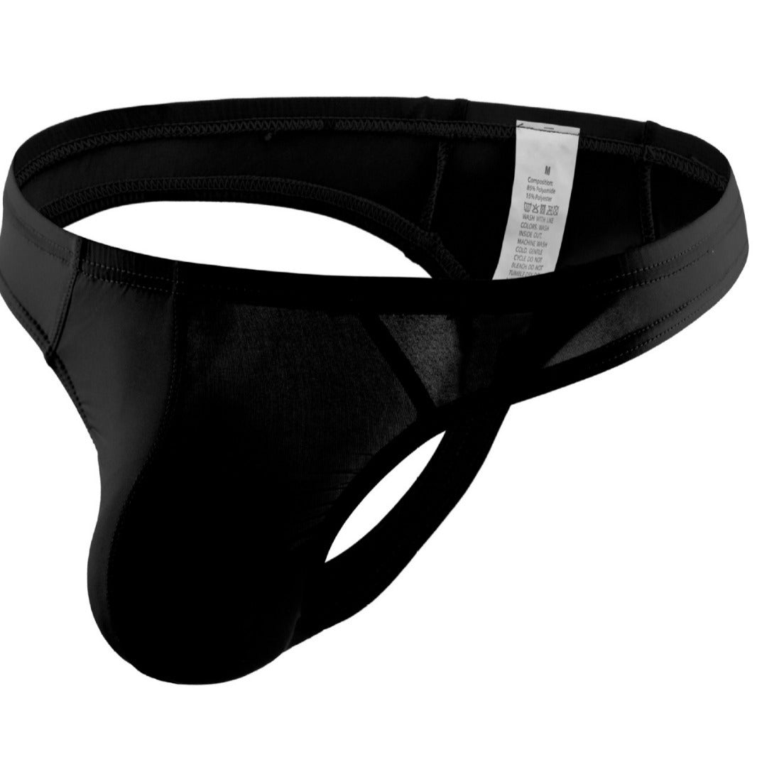 Men's Ice Silk Transparent Stretch Tight Silky T-shaped Panties Big Bag Sexy Comfortable Underwear