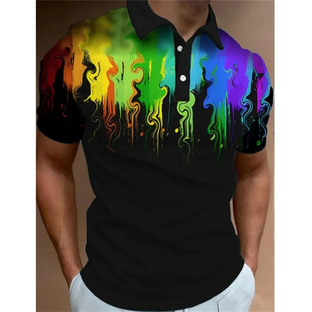 Men's 3D Rainbow Print Casual T-shirt
