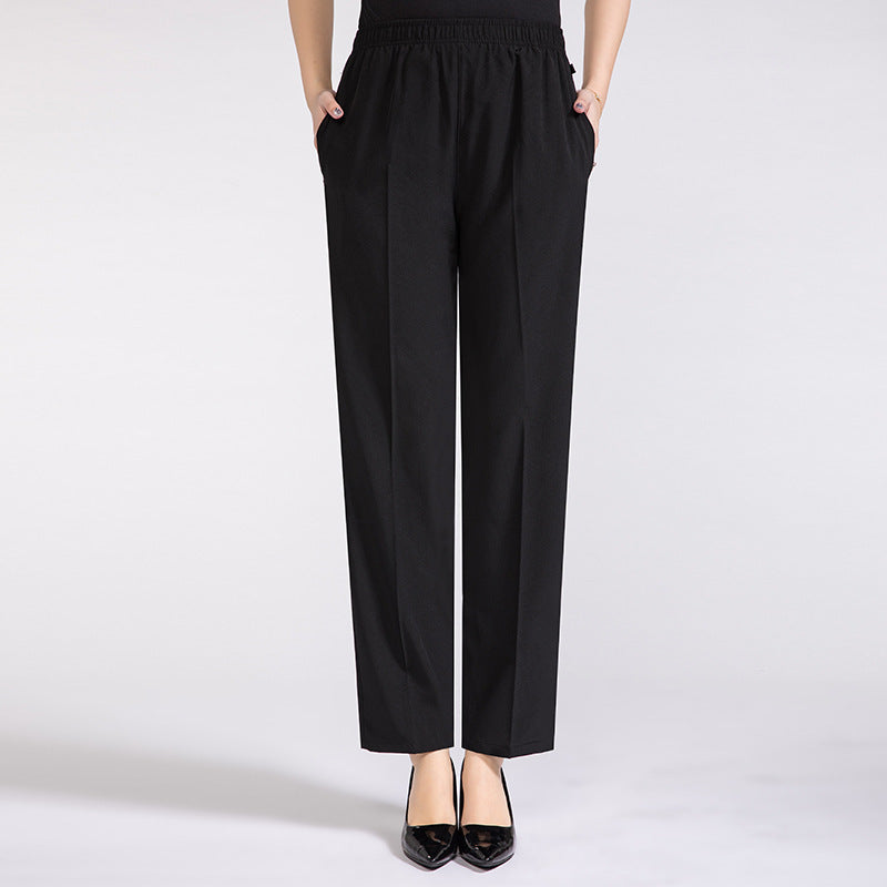 Plus Size Ice Silk Cropped Pants