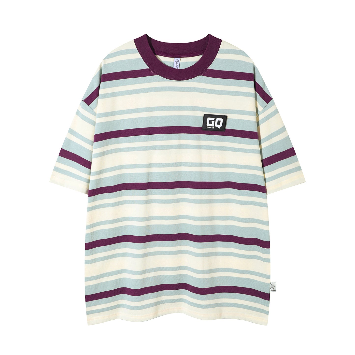 Vintage Stripe Niche Couple Loose Half Sleeve Top