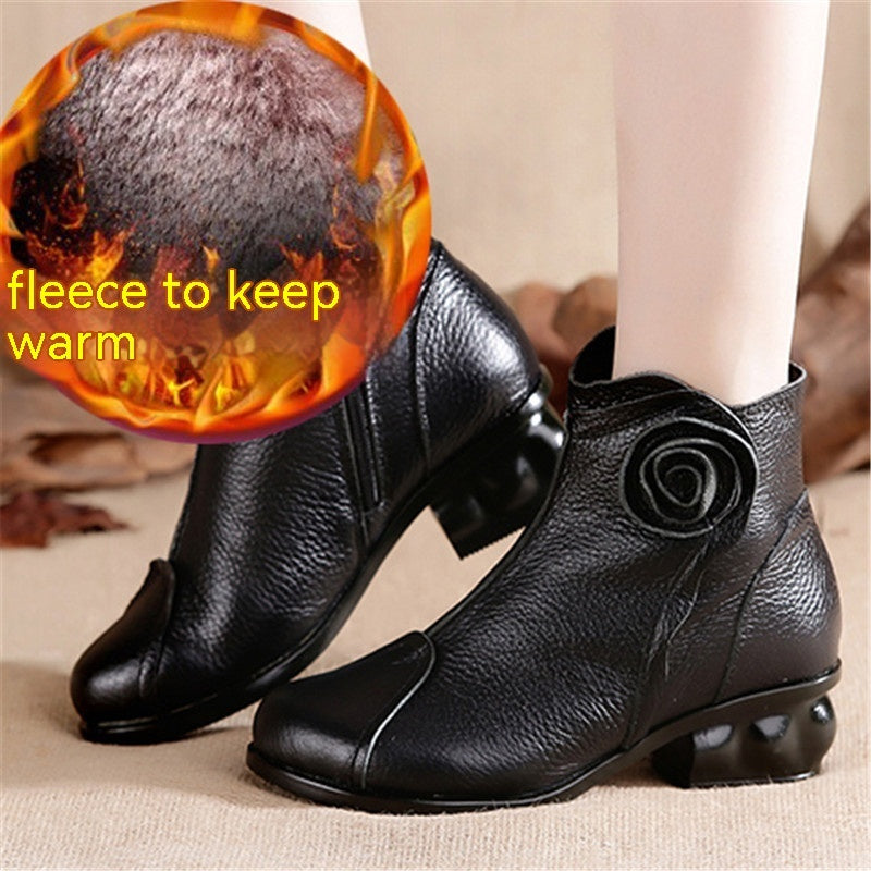 Vintage Fleece-Lined Ethnic Boots