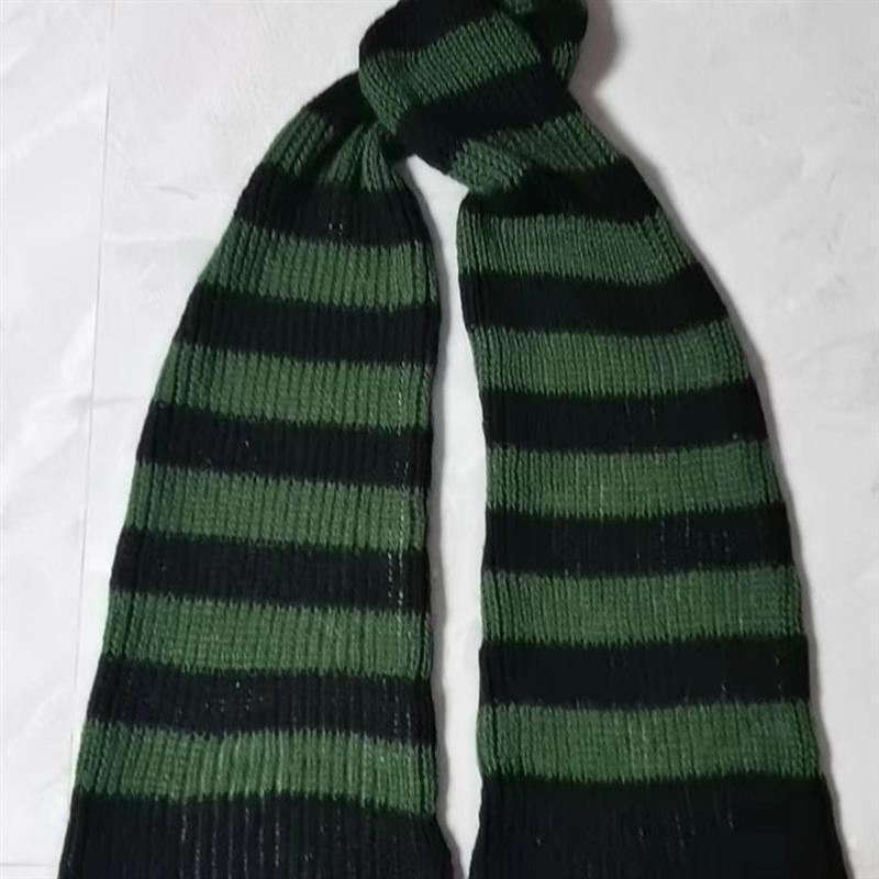 Yabi Style Punk Y2G Black Red Striped Extra Long Wool Scarf
