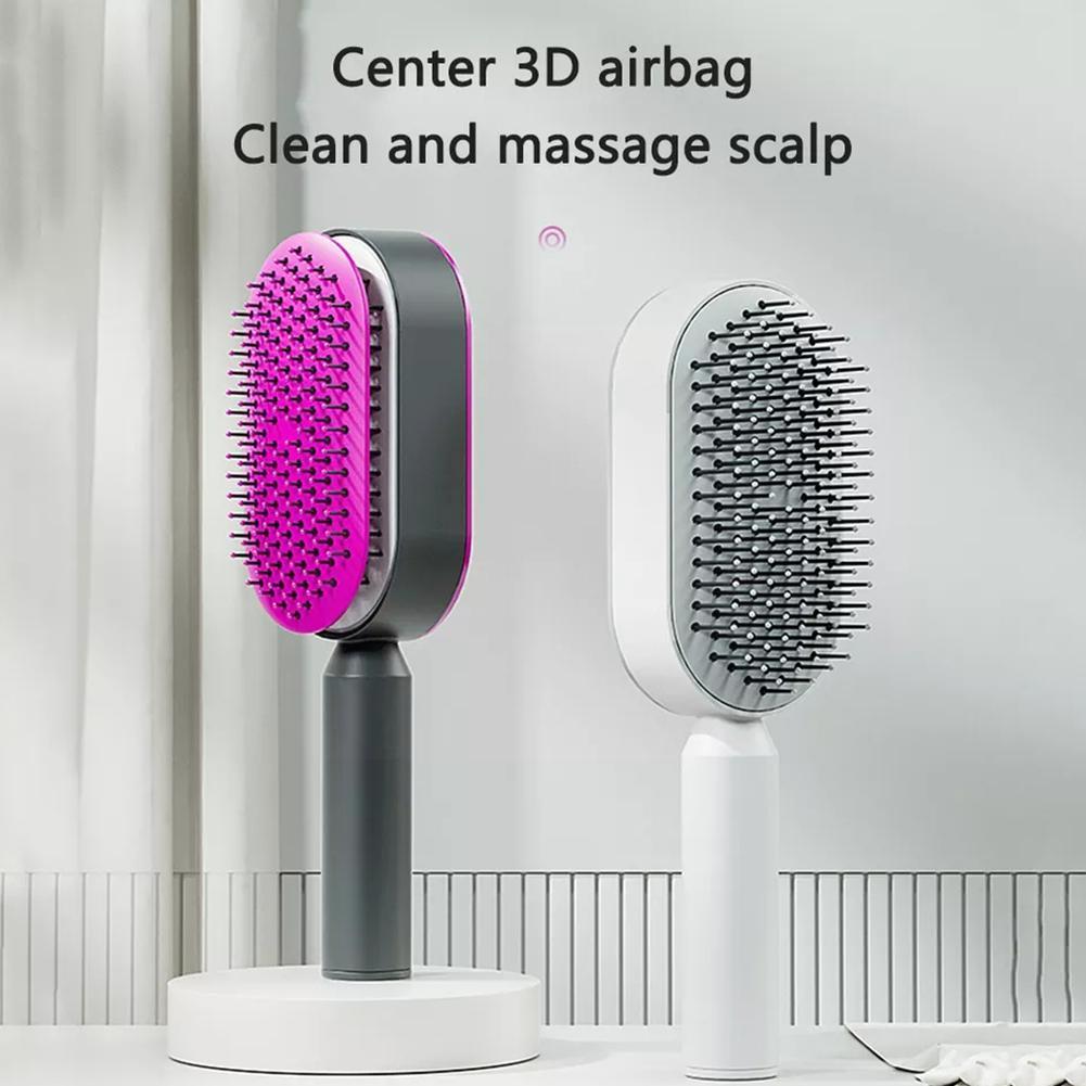 3D Air Cushion Massager Hairbrush with Self-Cleaning Feature