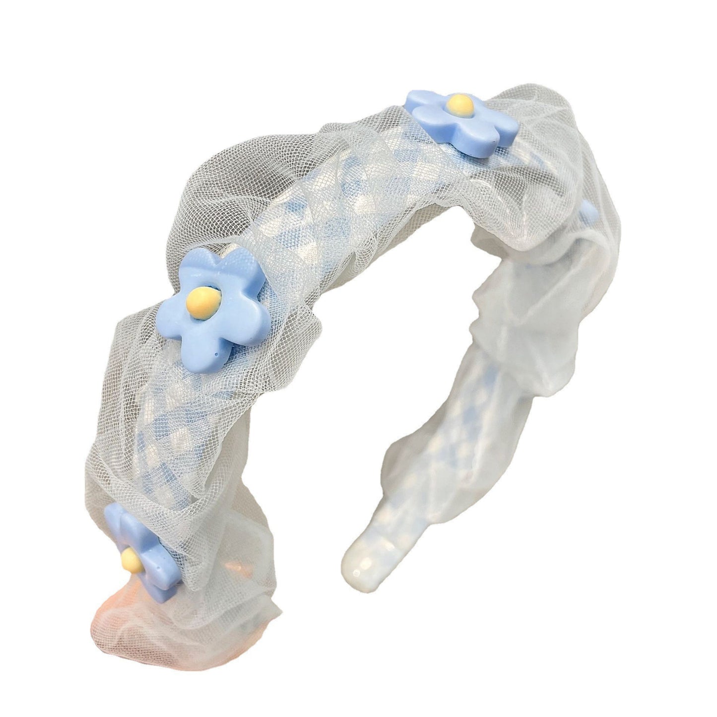 Pearl Mesh Small Flower Hair Band Blue Color