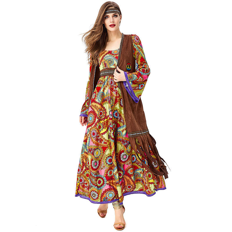 Vintage Disco Hippie Costume Primitive Tribal Goddess