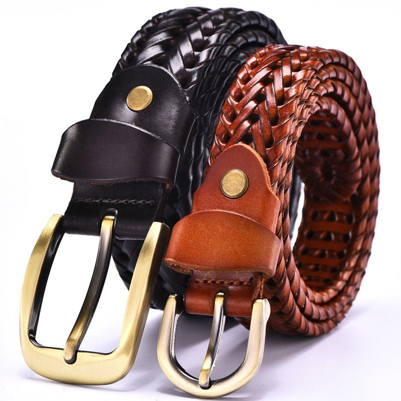 Leather Pin Buckle Handmade Couple's Casual Belt
