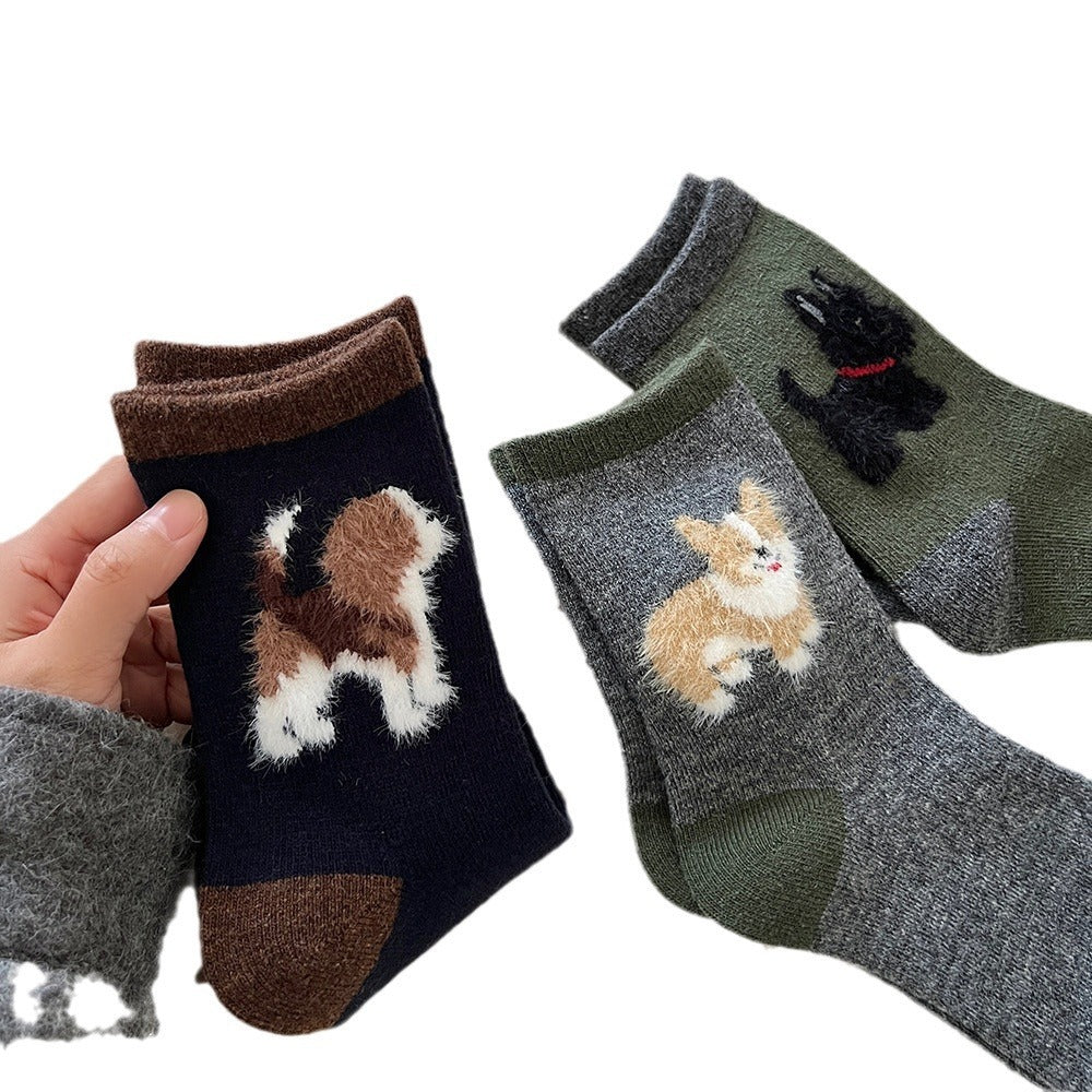 Thickened Contrast Color Mid-calf Wool Socks