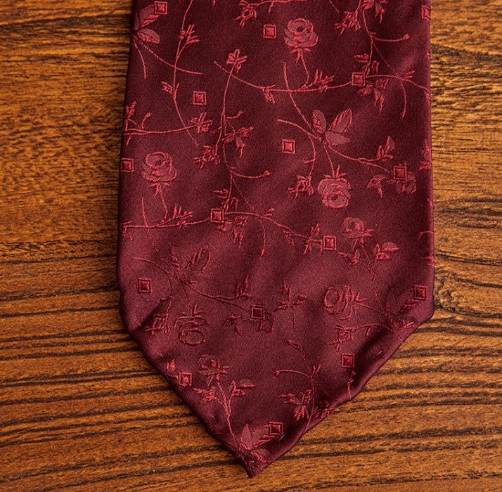 Three-fold Roll Wool Lining Handmade Silk Jacquard Tie
