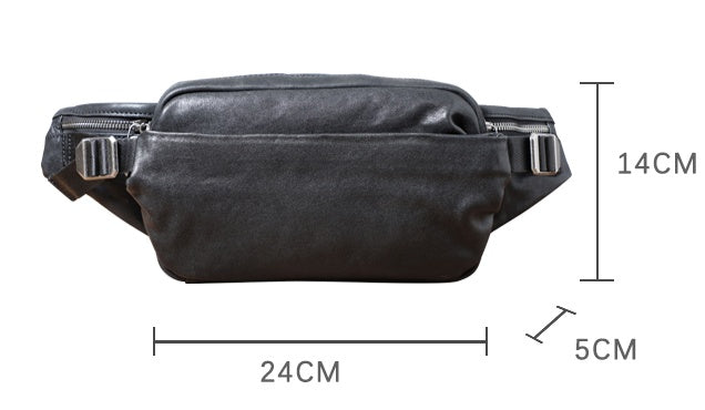 Men's Small Head Layer Cowhide Fanny Pack