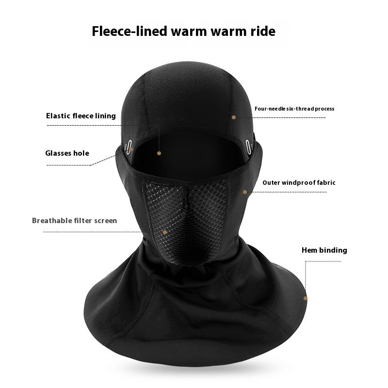 Outdoor Cycling Fleece-lined Windproof Helmet Cap