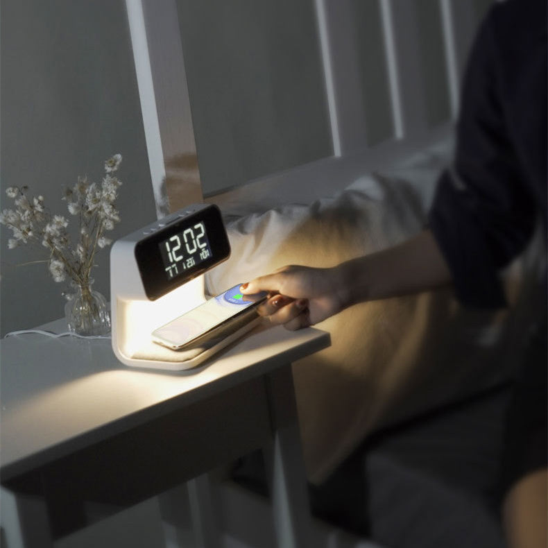 3-in-1 Bedside Lamp Wireless Charging Alarm Clock