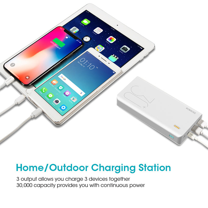 30000mAh ROMOSS Sense 8+ Power Bank QC Fast Charging
