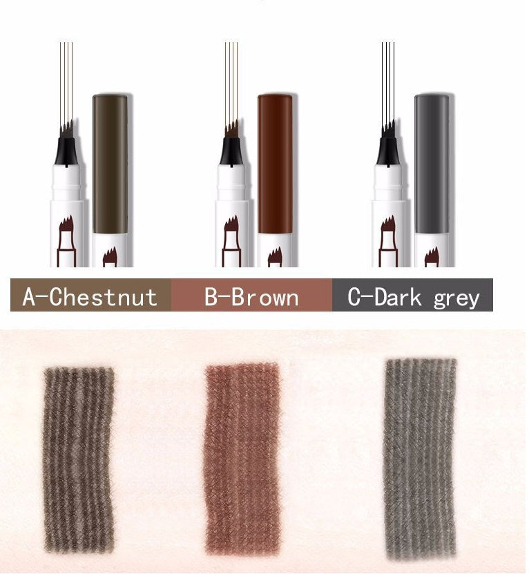 Waterproof Four-Claw Eyebrow Pen - Natural Eyebrow Tint Fork Tip Pencil