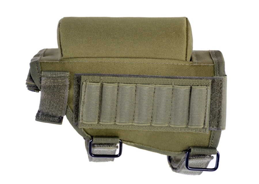 Adjustable Tactical Rifle Buttstock Cheek Rest & Ammo Pouch