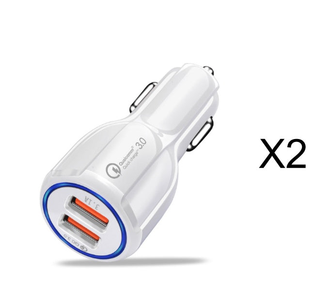 شاحن سيارة ثنائي USB بخاصية الشحن السريع 3.0