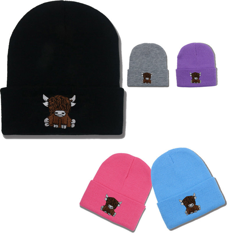 Cartoon Long Hair Yak Knitted Hat Winter Warm Wool
