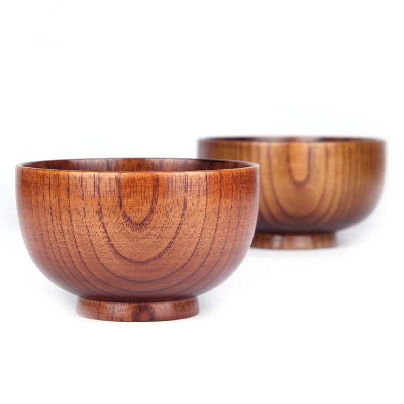 Japanese Style Wooden Rice and Soup Bowl
