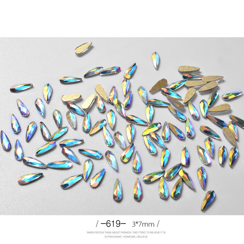 10Pcs Long Water Drop Rhinestone Nail Decor