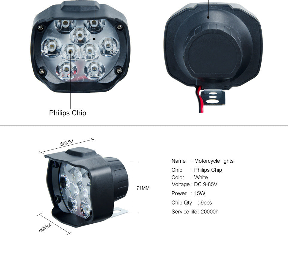 L15 Motorcycle LED Headlights 9-85V Double Bead Spotlights
