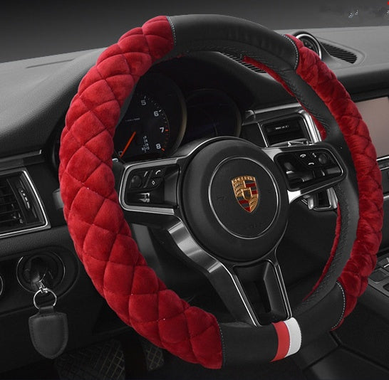 Cute Plush Winter Steering Wheel Cover 38cm