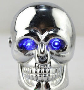 3D Blue LED Eye Wood Style Car Gear Knob Head