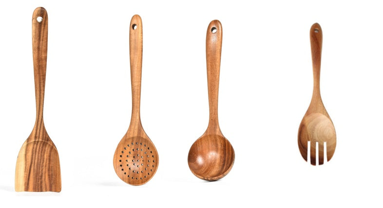 Teak Wood Cooking Utensil Set Kitchen Tools
