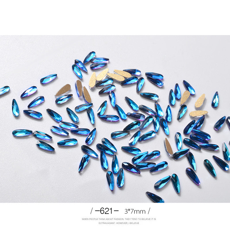 10Pcs Long Water Drop Rhinestone Nail Decor