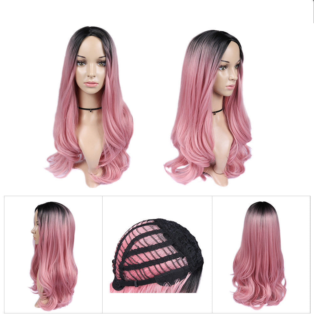 Blonde Ombre Long Curly Wig Black Root