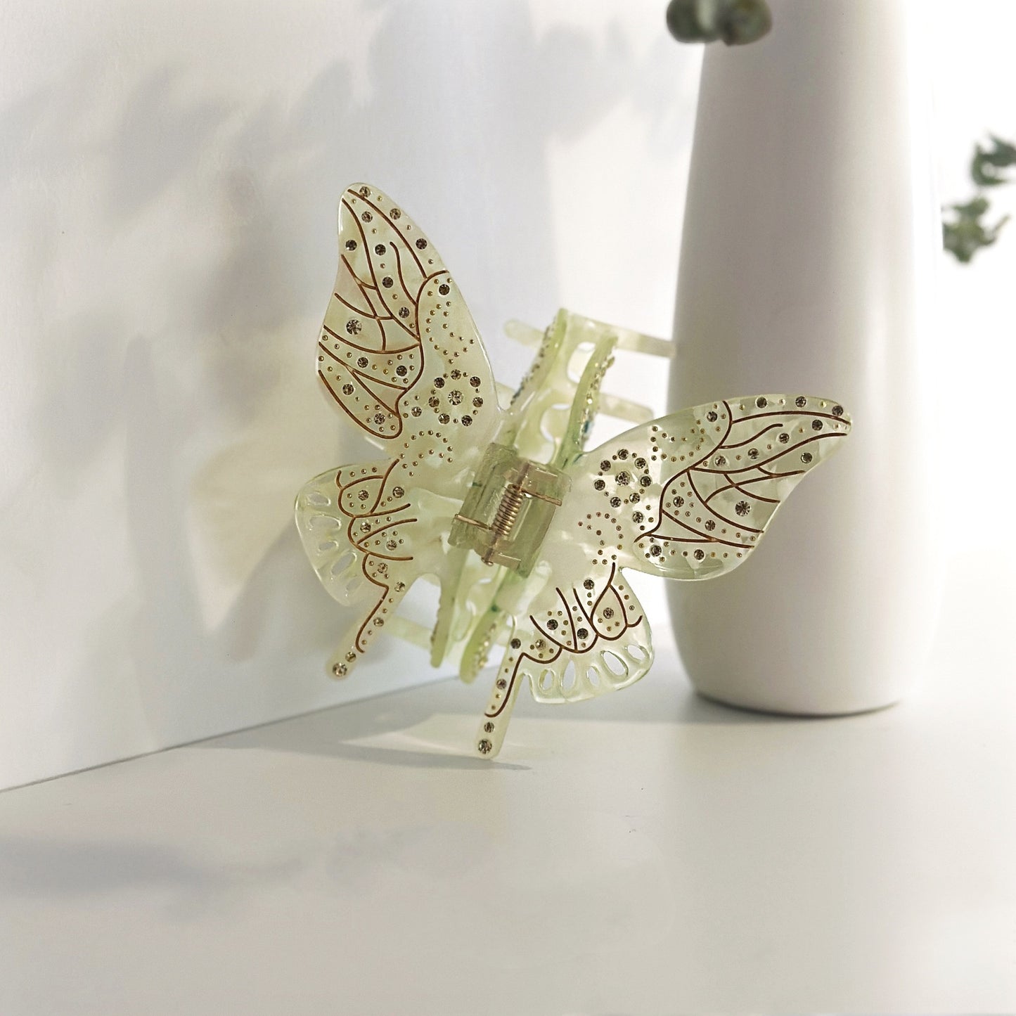 Light Luxury Glass Butterfly Hair Claw