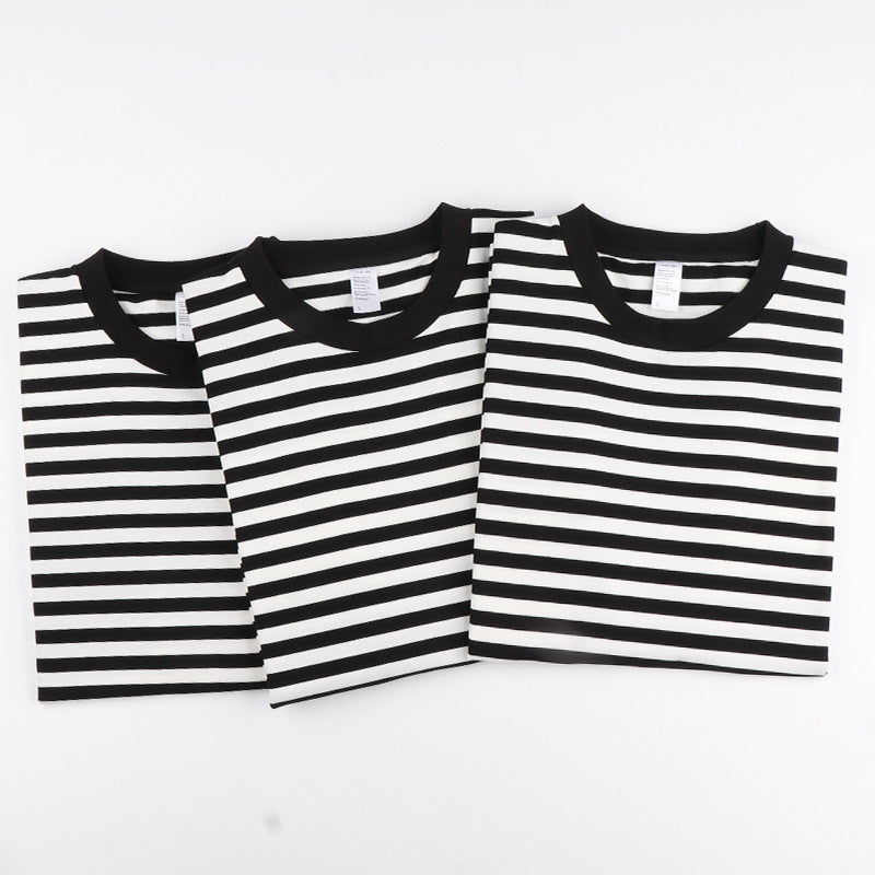 Striped Short Sleeve Men's Versatile Loose T-shirt