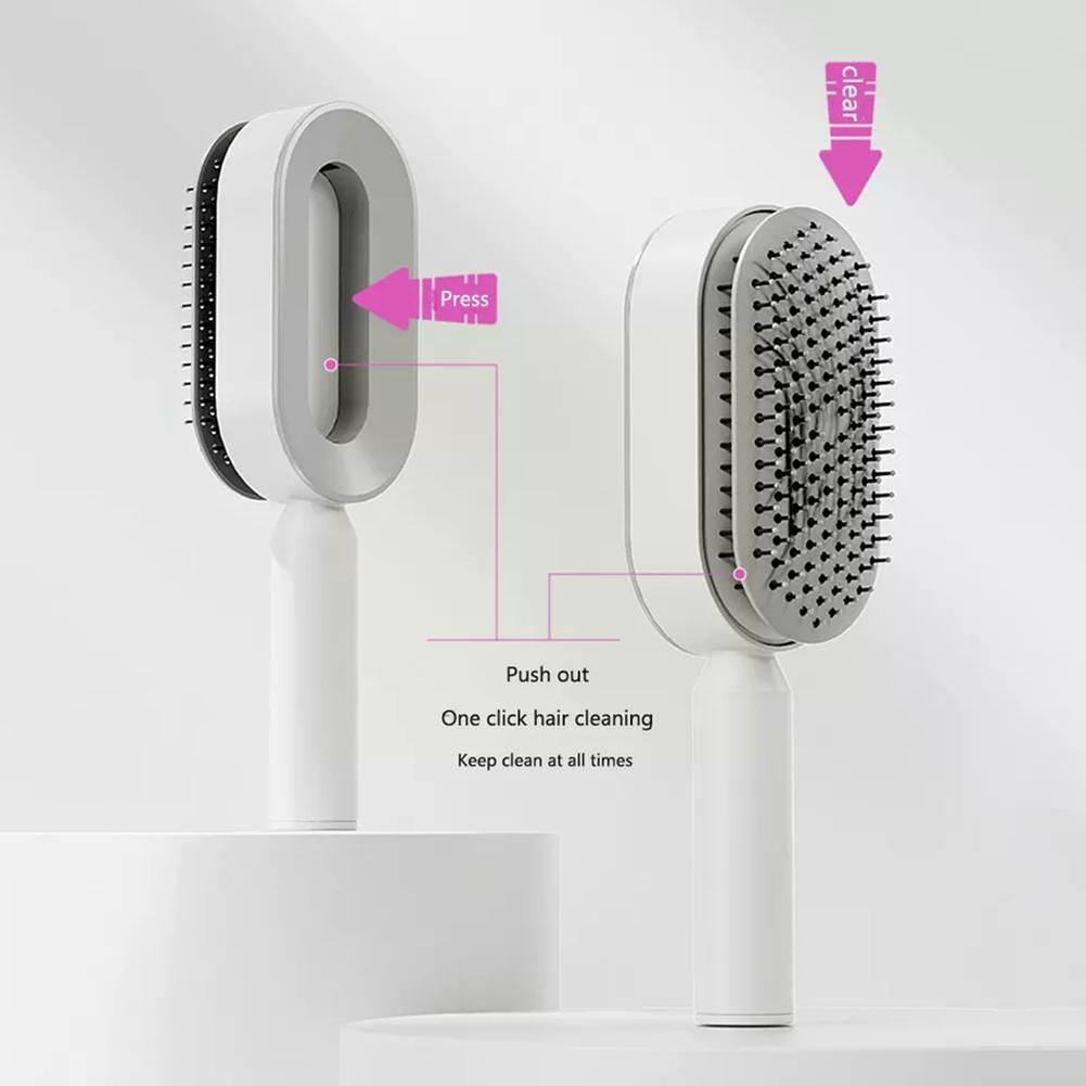 3D Air Cushion Massager Hairbrush with Self-Cleaning Feature