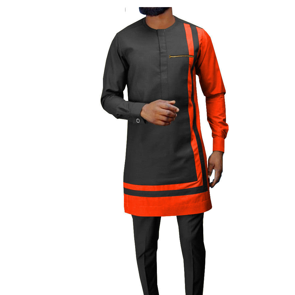 African Ethnic Printing Batik Cotton Men's Suit