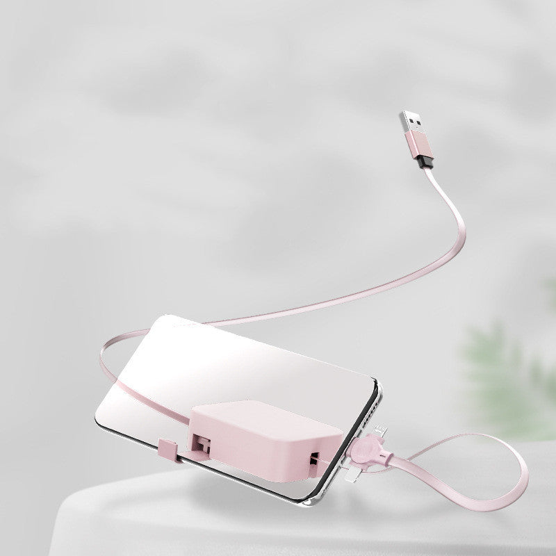 4 in 1 Retractable USB Cable Macaron Type C Micro iPhone