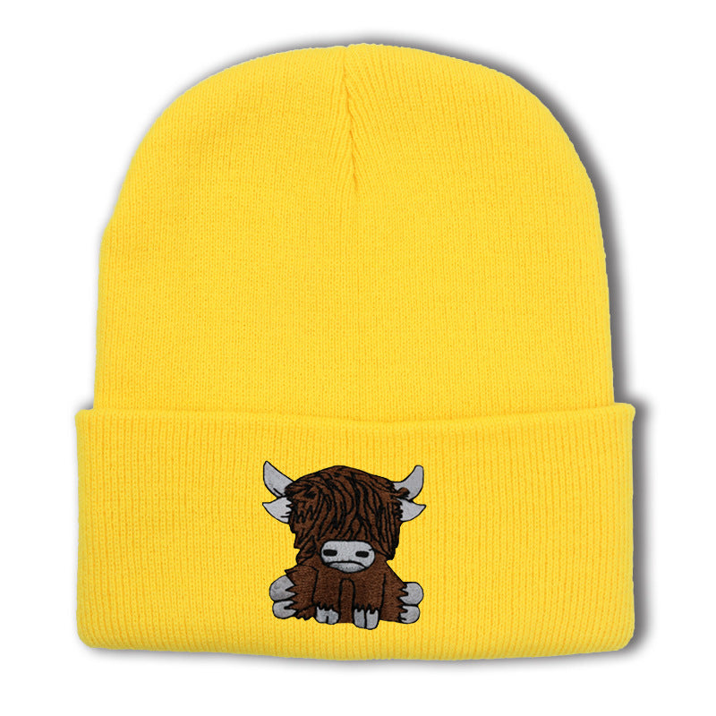 Cartoon Long Hair Yak Knitted Hat Winter Warm Wool