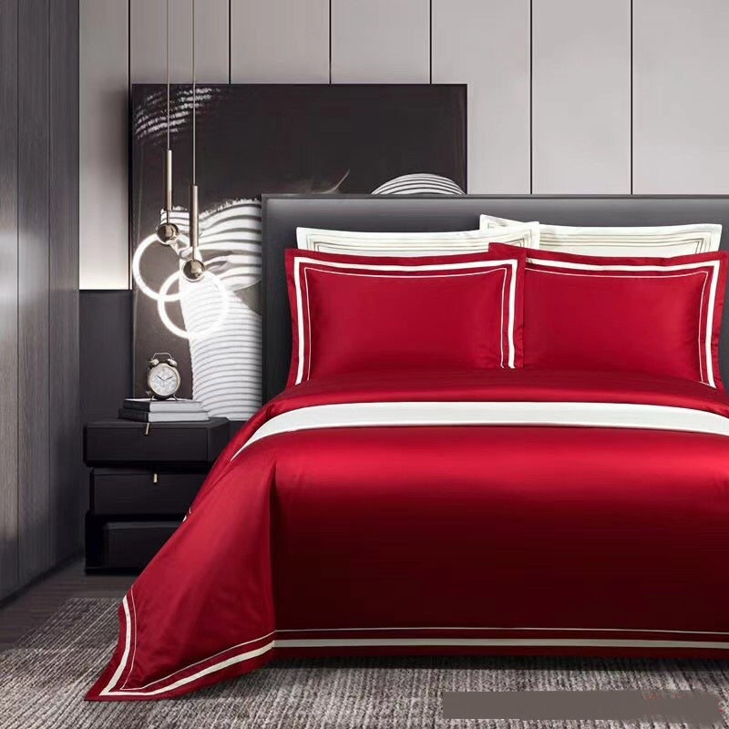 Four-piece Cotton Solid Color Quilt Cover