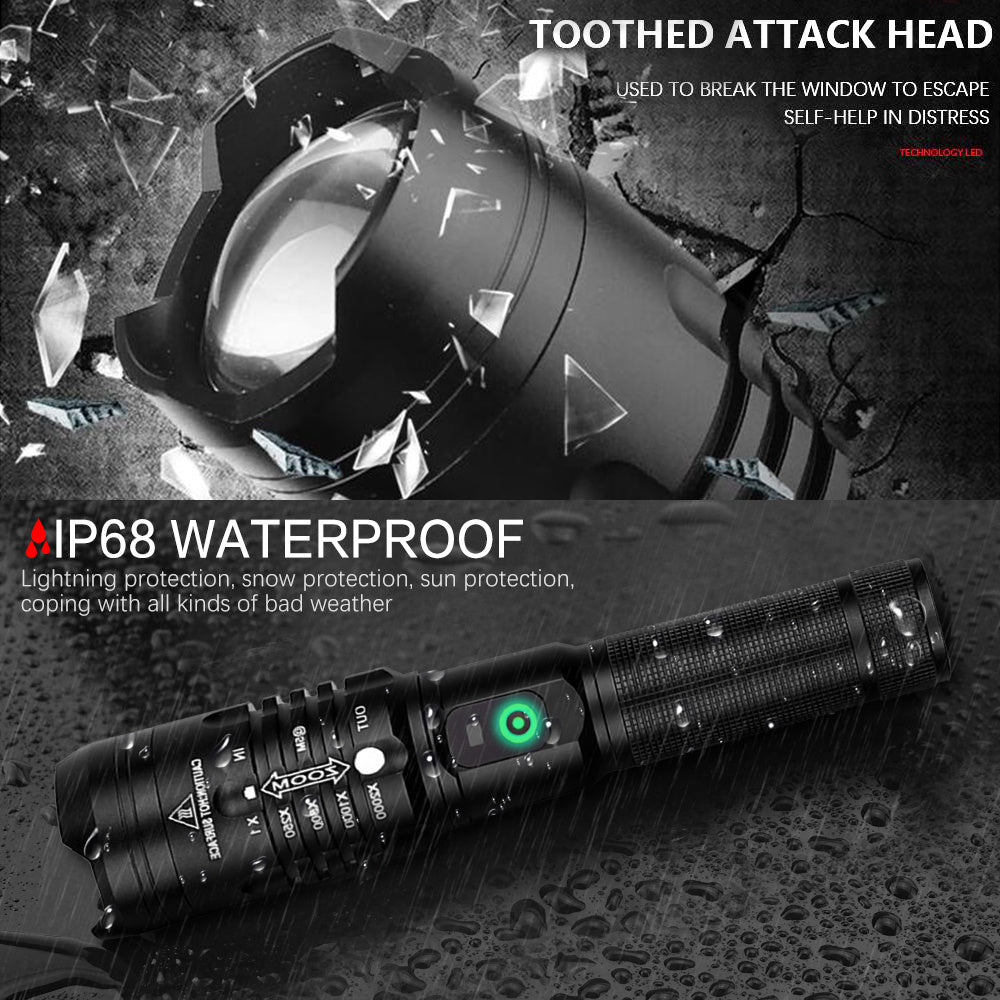 Super Bright Flashlight Zoomable USB Rechargeable Electric Torch