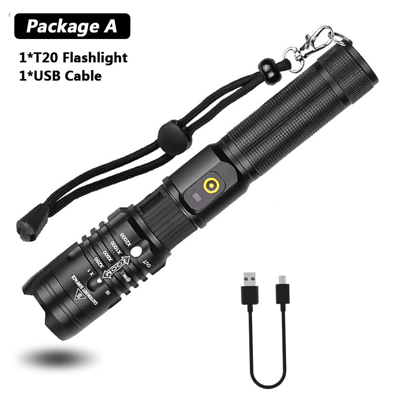 Super Bright Flashlight Zoomable USB Rechargeable Electric Torch