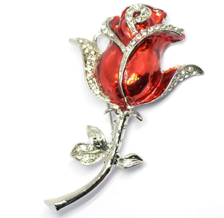 Diamond-Studded Metal Rose Flower USB Drive