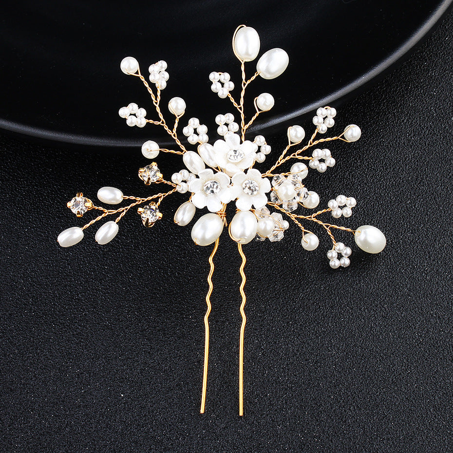 Simple Pearl Rhinestone Bride Headdress