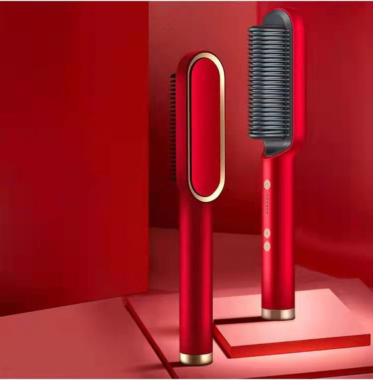 2 In 1 Hair Straightener Hot Comb Curling Brush