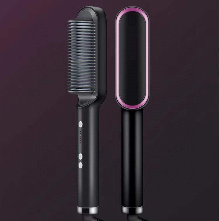 2 In 1 Hair Straightener Hot Comb Curling Brush