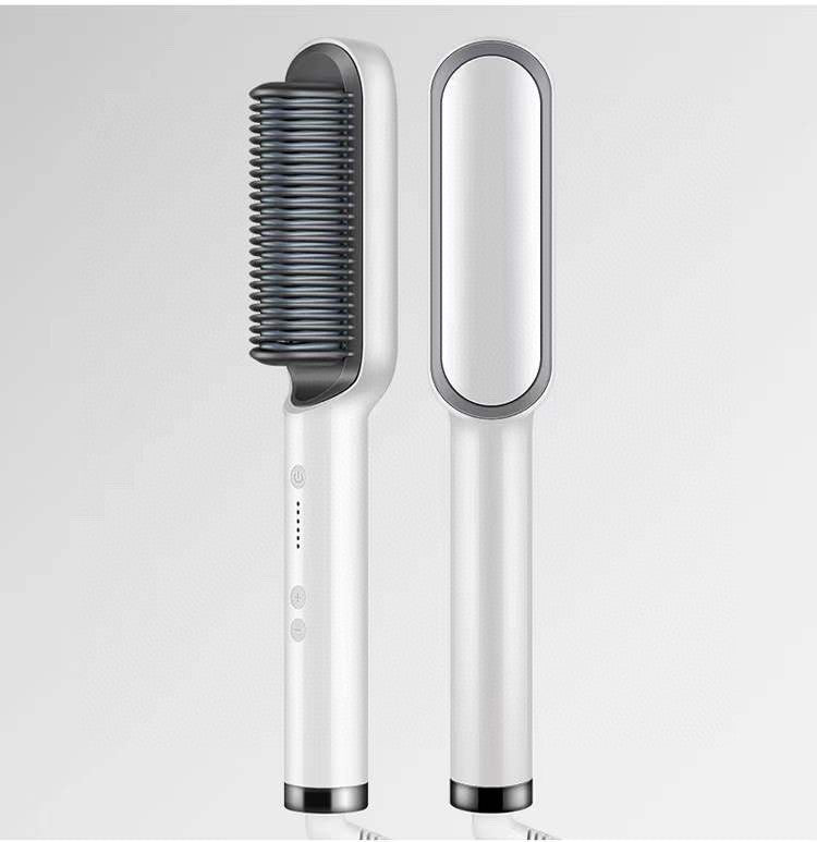 2 In 1 Hair Straightener Hot Comb Curling Brush
