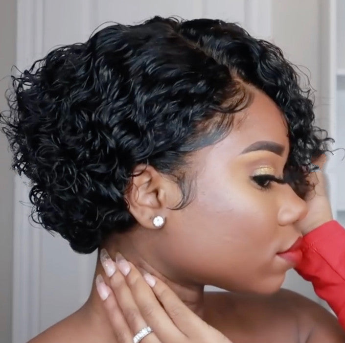Short European American Women's Curly Hair Wigs