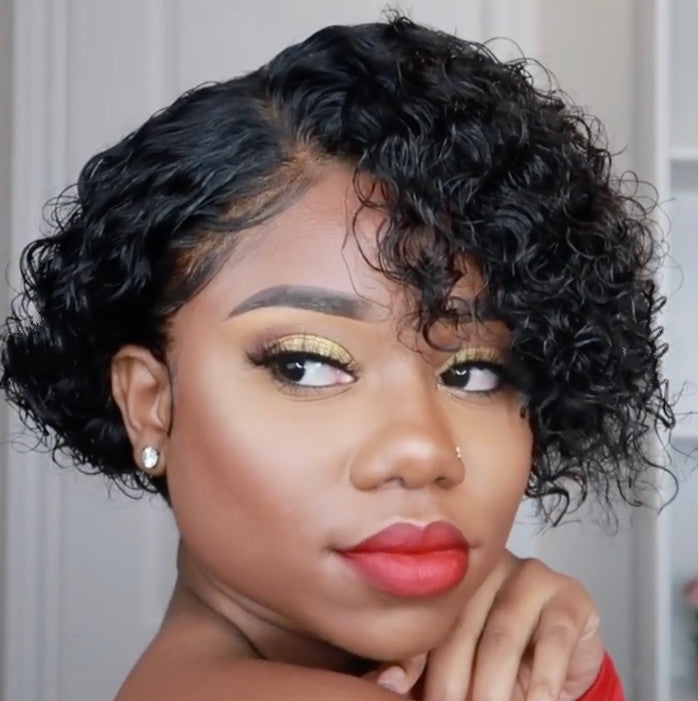 Short European American Women's Curly Hair Wigs