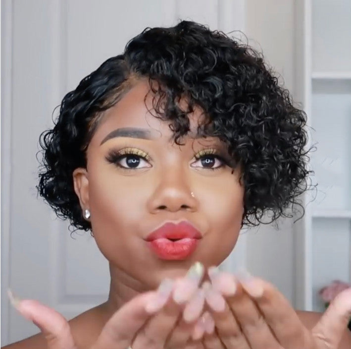 Short European American Women's Curly Hair Wigs