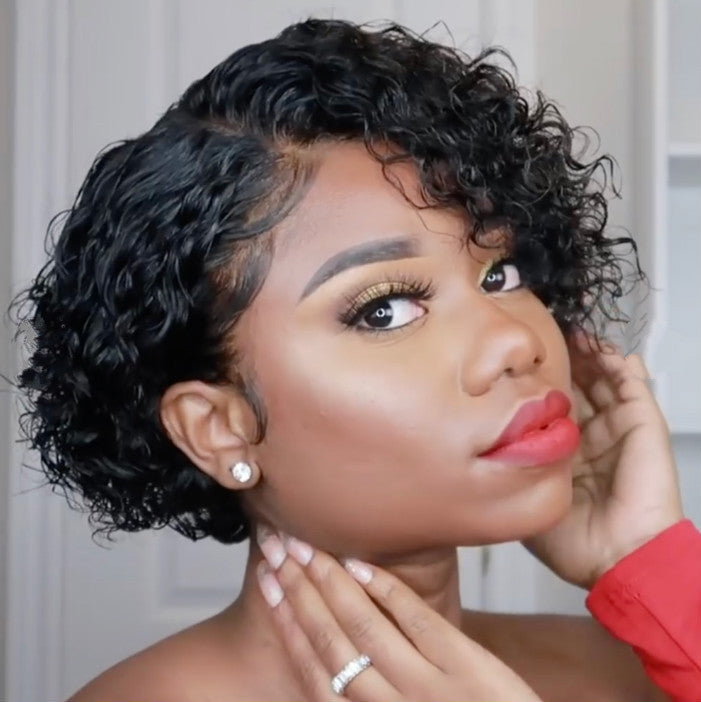 Short European American Women's Curly Hair Wigs